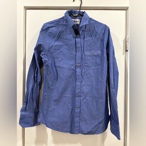 Express Men's Royal Blue Long Sleeve Button-Up Shirt